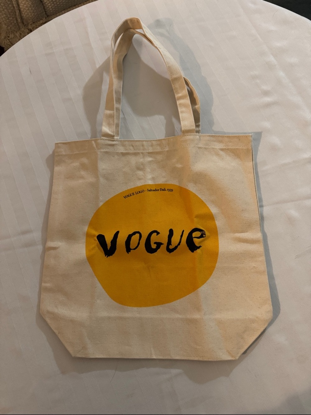 Vogue Natural Canvas Tote with Yellow Graphic